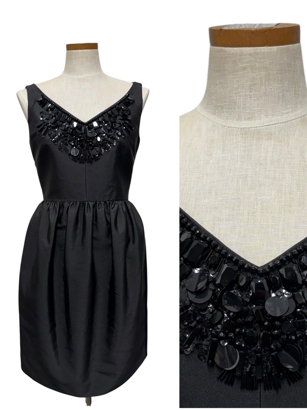 Kate Spade Black Embellished V-Neck Midi Dress